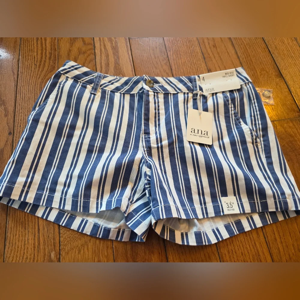 a.n.a Navy and White Striped Shorts - Picture 1 of 5